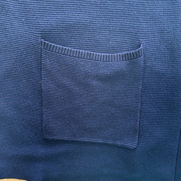 Navy Blue open Ribbed Cardigan with two pockets at the hem size L 12-14 - Picture 5 of 7